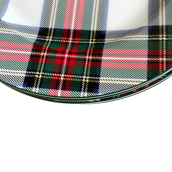Mikasa Bone China Christmas TARTAN WHITE Salad Plates 9" Set of 4 New - Picture 14 of 15